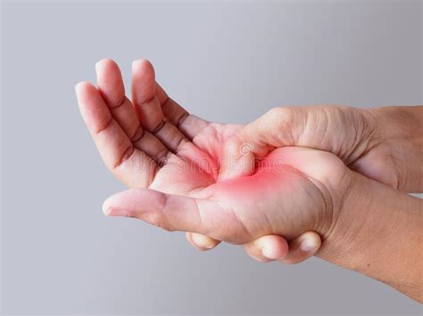 Asian Women Hand With Hand Pain Fingers And Palm From Pain And Numbness