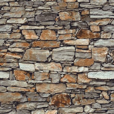 Vintage Faux Stacked Stone Wallpaper Brick 3d Textured