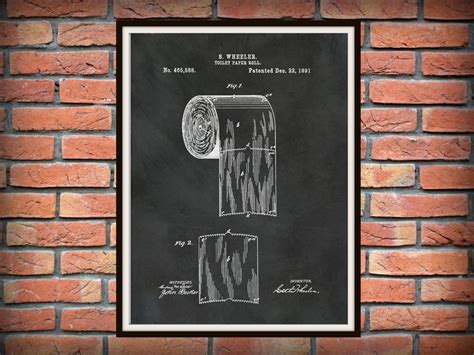 1891 Toilet Paper Roll Patent Print Bathroom Art Bathroom Patent