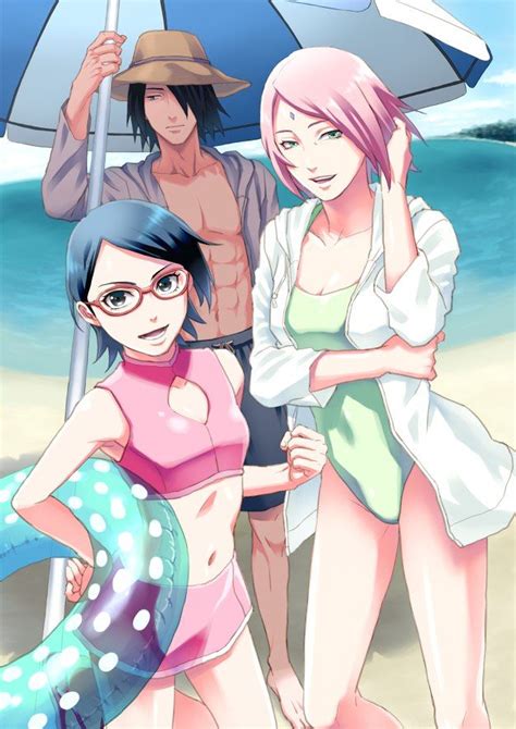 Sasuke Sakura Sarada Beach Naruto Sasuke Sakura Sakura And Sasuke Naruto Shippuden Sasuke