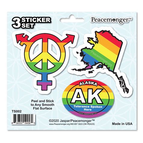ts002 tolerance states alaska lgbt gay lesbian bisexual transgender rights 3 sticker set