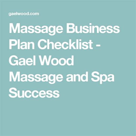Massage Business Plan Checklist Massage And Spa Success Massage
