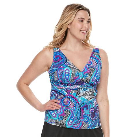 Plus Size Trimshaper Katie Bust Enhancer Tankini Top Swim Dress