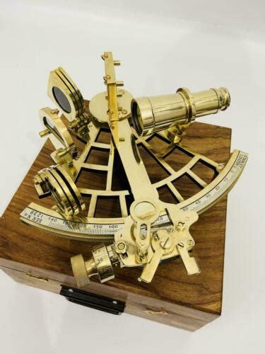 10 polished brass sextant marine nautical collectible ship astrolabe with box ebay