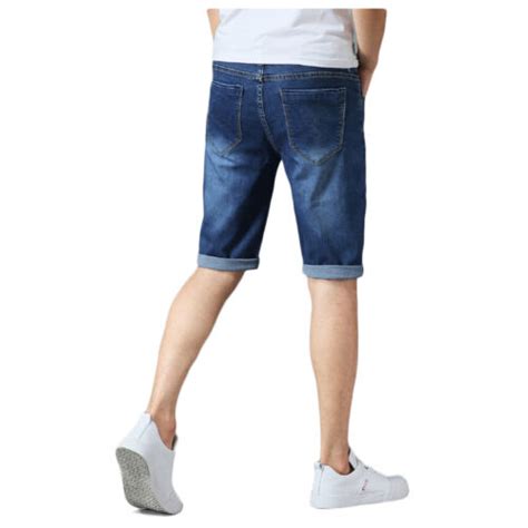 Mens Denim Shorts Slim Fit Casual Vintage Stretch Half Jeans Summer Skinny Pants Ebay