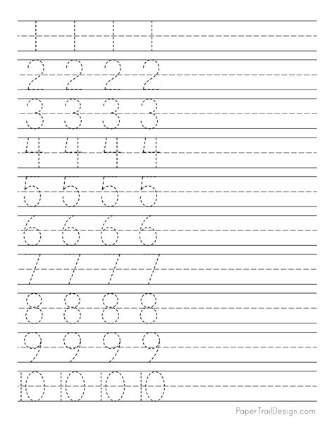 Trace And Write Numbers Worksheets