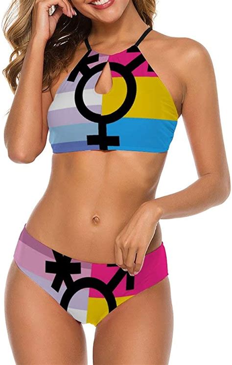 Amazon Binder Trans Pansexual Pride Flags Women S Swimsuit Two Hot Sex Picture