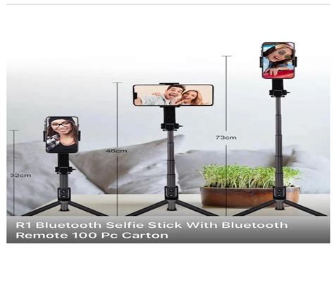 Black R1 Bluetooth Selfie Stick With Tripod Smartphones At Rs 75piece In New Delhi