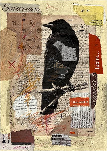 Print Raven Mixed Media Collage By Mirel Eologeanu 691 Via Etsy