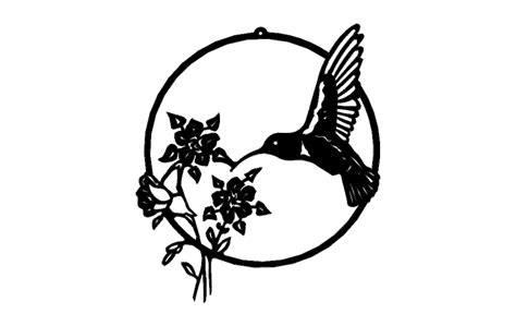 Hummingbird With Flowers Free Dxf File For Cnc Dxf Vectors File Free
