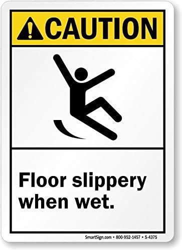 caution ansi floor slippery when wet with graphic plastic sign 14 x 10