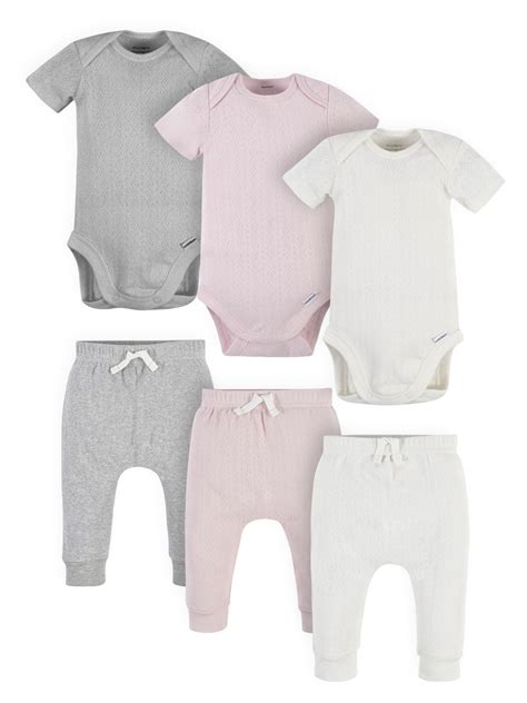 Modern Moments By Gerber Baby Bodysuits And Pants Set 6 Piece Newborn