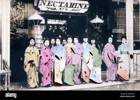 1900s Japan Japanese Prostitutes Prostitutes In Front Of Japan