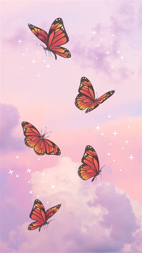 Pink Butterfly Animated Phone Wallpaper Digital Download Etsy Uk