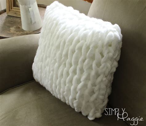Free knitting pattern for our chunky pompom fox hat. One Hour Arm Knit Pillow Pattern - Simply Maggie ...