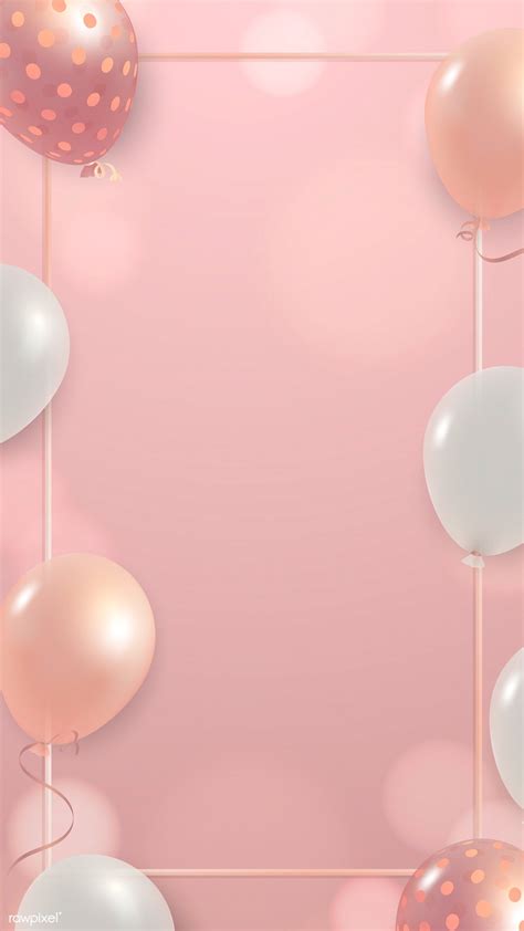Download Premium Vector Of White And Pink Balloons Frame Design Mobile