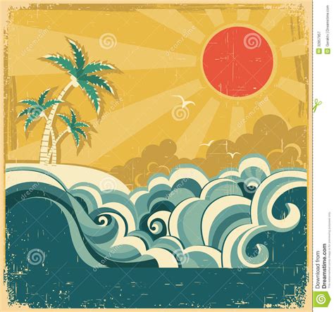 Vintage Nature Tropical Seascape Background With P Stock