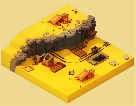 Desert Iso On Behance Isometric Art Game Concept Art Low Poly Art