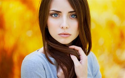 Free Download Hd Wallpaper Women Face Blue Eyes Brunette