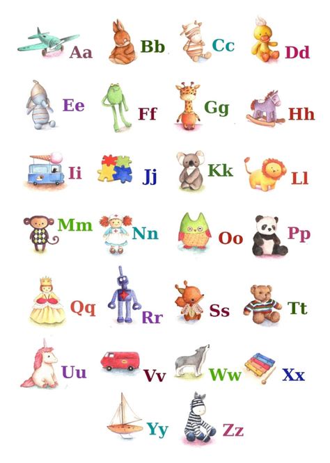 Abc Alphabet Poster A4 Print Toy Alphabet Nursery Decor Etsy Uk