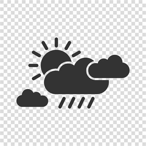Weather Icon In Flat Style Sun Cloud And Rain Vector Illustration On