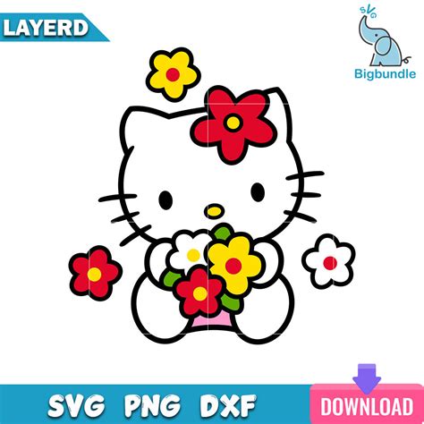 Flower Hello Kitty Svg Hello Kitty Svg Cartoon Svg Sg19062318