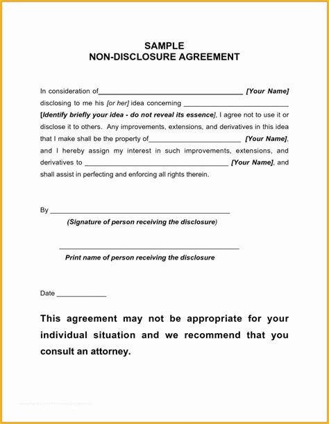 Simple Nda Template Free Of Simple Non Disclosure Agreement Form 13