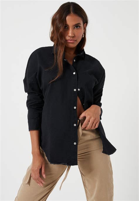 Black Oversized Washed Denim Shirt | Missguided