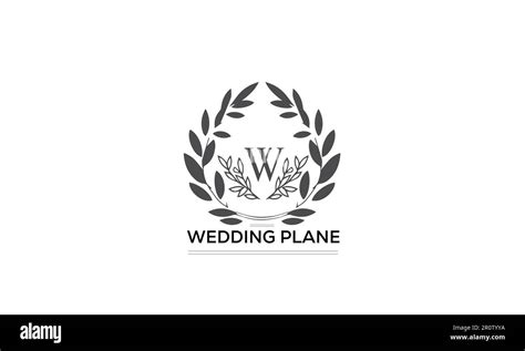 A Black Silhouette Type Wedding Logo Design For Couples Stock Vector