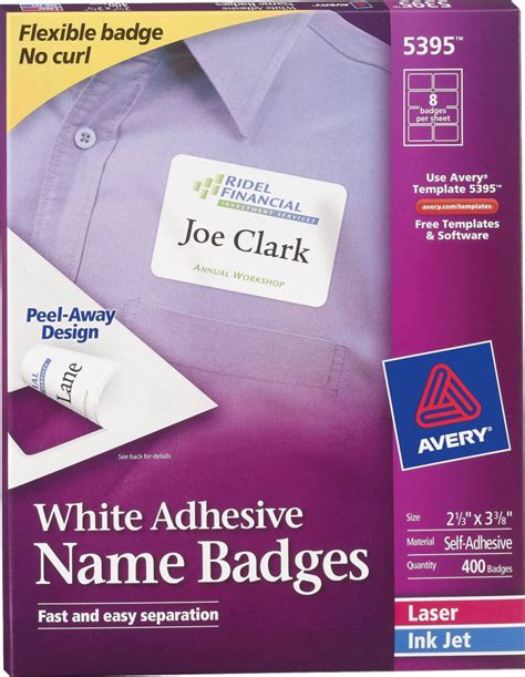 Avery White Adhesive Name Badge Labels 5395 Avery Online Singapore