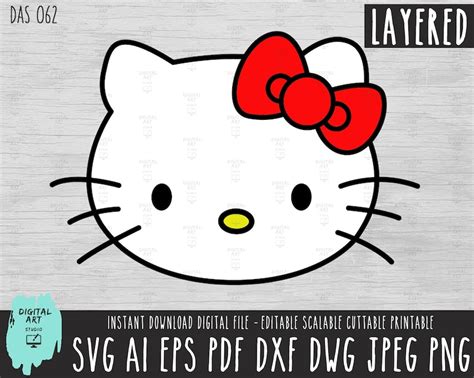 hello kitty svg instant download hello kitty layered svg etsy