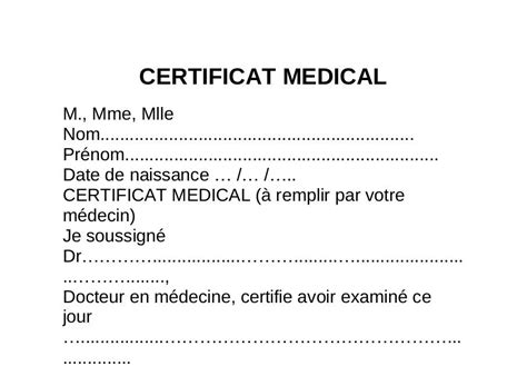 Document Modèle Certificat Médical En Ligne