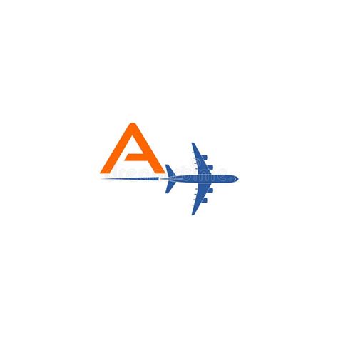 Letter A With Plane And Airline Isolated On White Background Stock