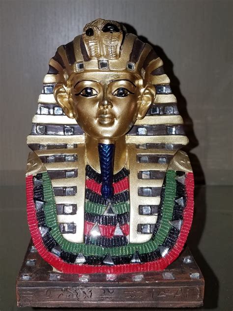 King Tut Tutankhamun Red Black Green Gold Statue