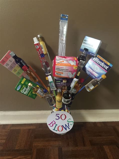Gift ideas for 50 pesos. 50 birthday, crafts, DIY, gift basket | Adult party ...