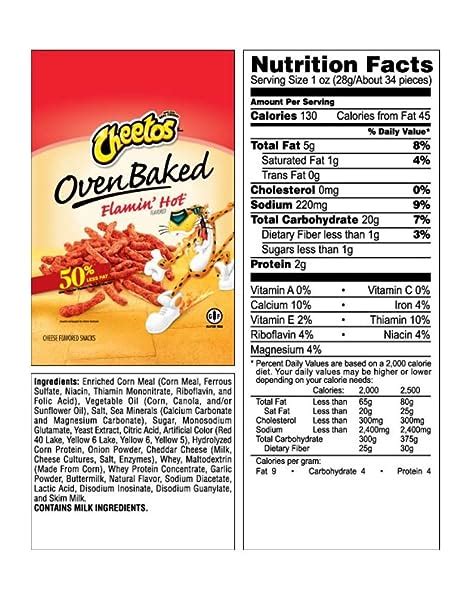 Hot Cheetos Nutrition Label Pensandpieces