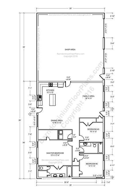 2 Bedroom 2 Bath Barndominium Floor Plans With Shop Bdola