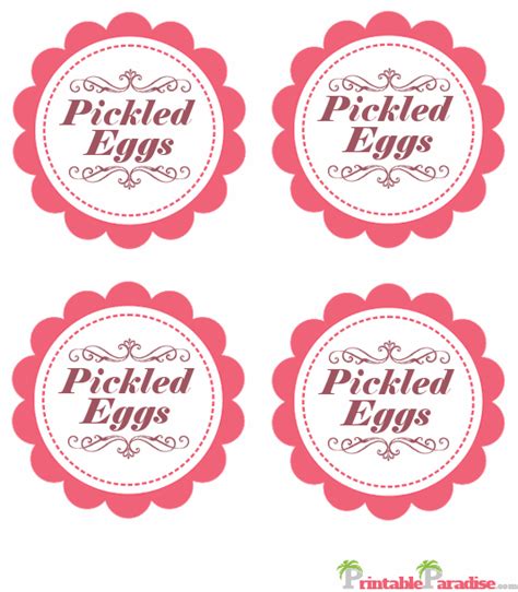 Printable Pickled Eggs Canning Jar Labels