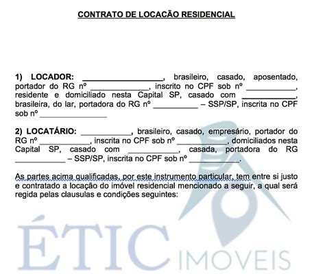Contrato De Aluguel Residencial Simples Modelo V Rios Modelos