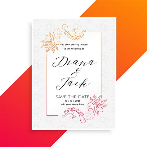 lovely floral wedding invitation card design template