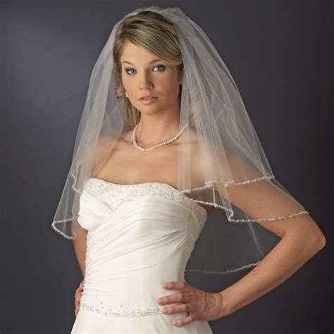 Dazzling Crystal Beaded Edge Bridal Veil Elegant Bridal Hair Accessories