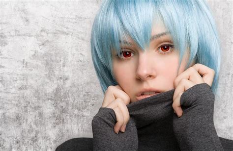Blue Haired Girl With Orange Eyes Cosplay Wallpaper