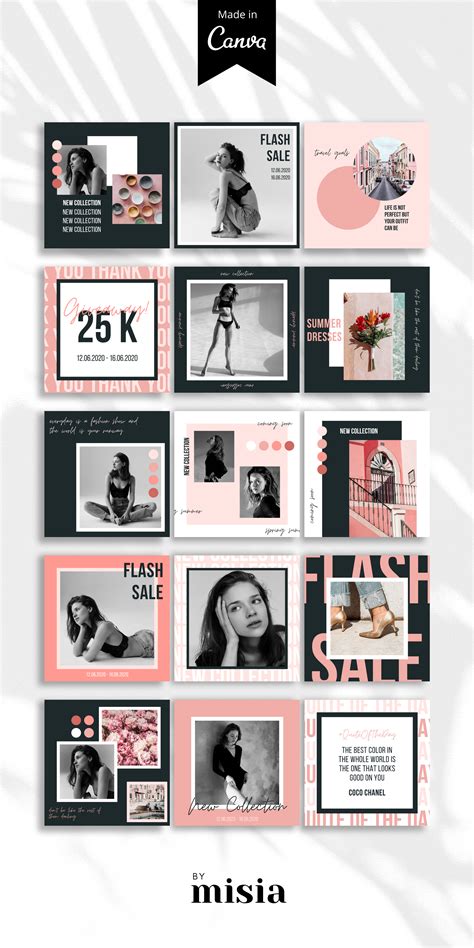 Instagram Post Templates For Canva Editable Templates Fashion
