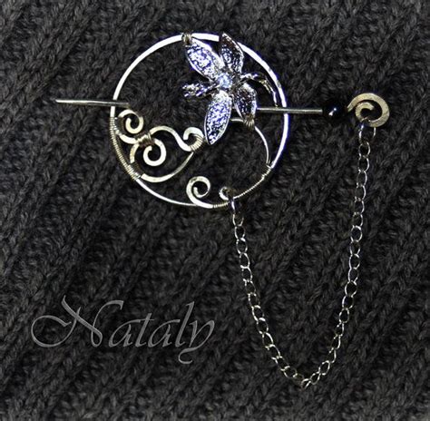 Sterling Silver Round Brooch Scarf Pin Shawl Pin With Etsy Shawl
