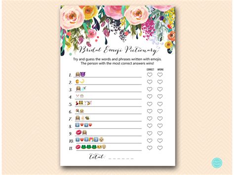 Free printable bridal shower name the emoji game. Floral Shabby Chic Garden Bridal Shower Games - Magical Printable