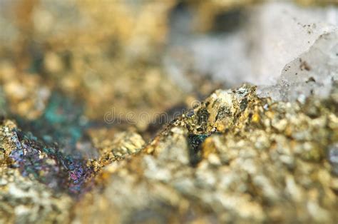 Chalcopyrite Het Sulfide Minerale Macro Van Het Koperijzer Stock Foto