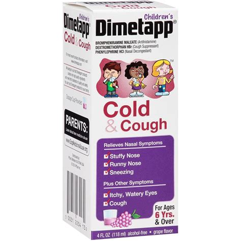 Dimetapp Dm Cold And Cough Elixir Grape Flavor 4 Fl Oz Cold Or