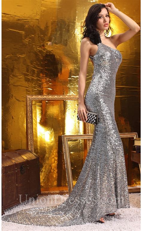 Sexy Mermaid One Shoulder Backless Silver Sequin Special Occasion