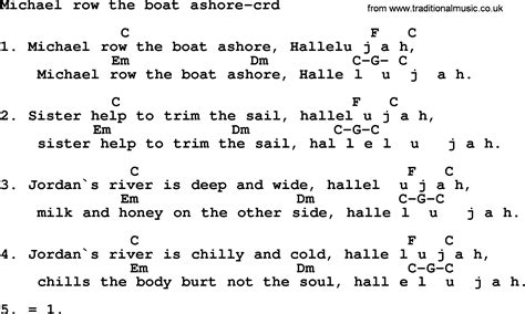 Kingston Trio Song Michael Row The Boat Ashore Lyrics And Chords