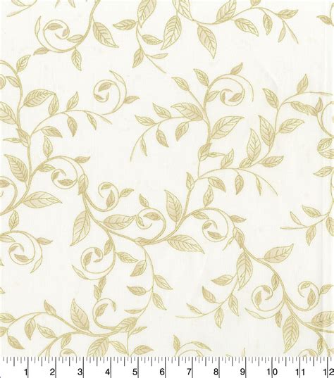 Keepsake Calico Cotton Fabric Metallic Cream Tonal Vines JOANN